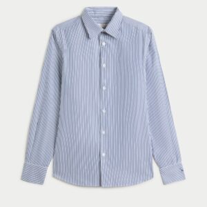 Ari Shirt In Cotton Poplin Navy Stripe