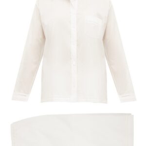 Lace Trimmed Cotton Pyjamas In White