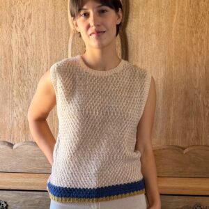 Wool Sweater Vest In Ecru Stripe