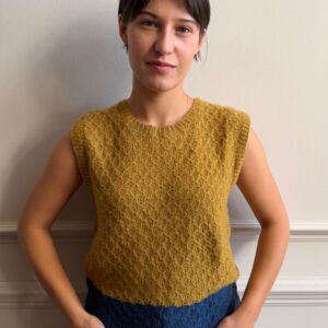 Wool Sweater Vest In Mustard Stripe