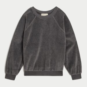 Samos Sweatshirt In Charcoal Grey Velour