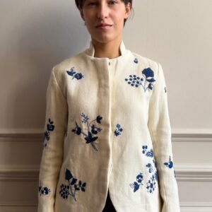 Willow Embroidered Jacket 150 In Ivory & Navy