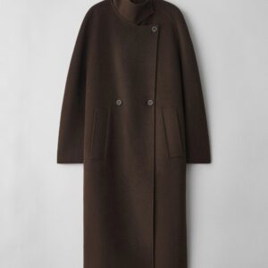 Double Button Coat In Dark Oak