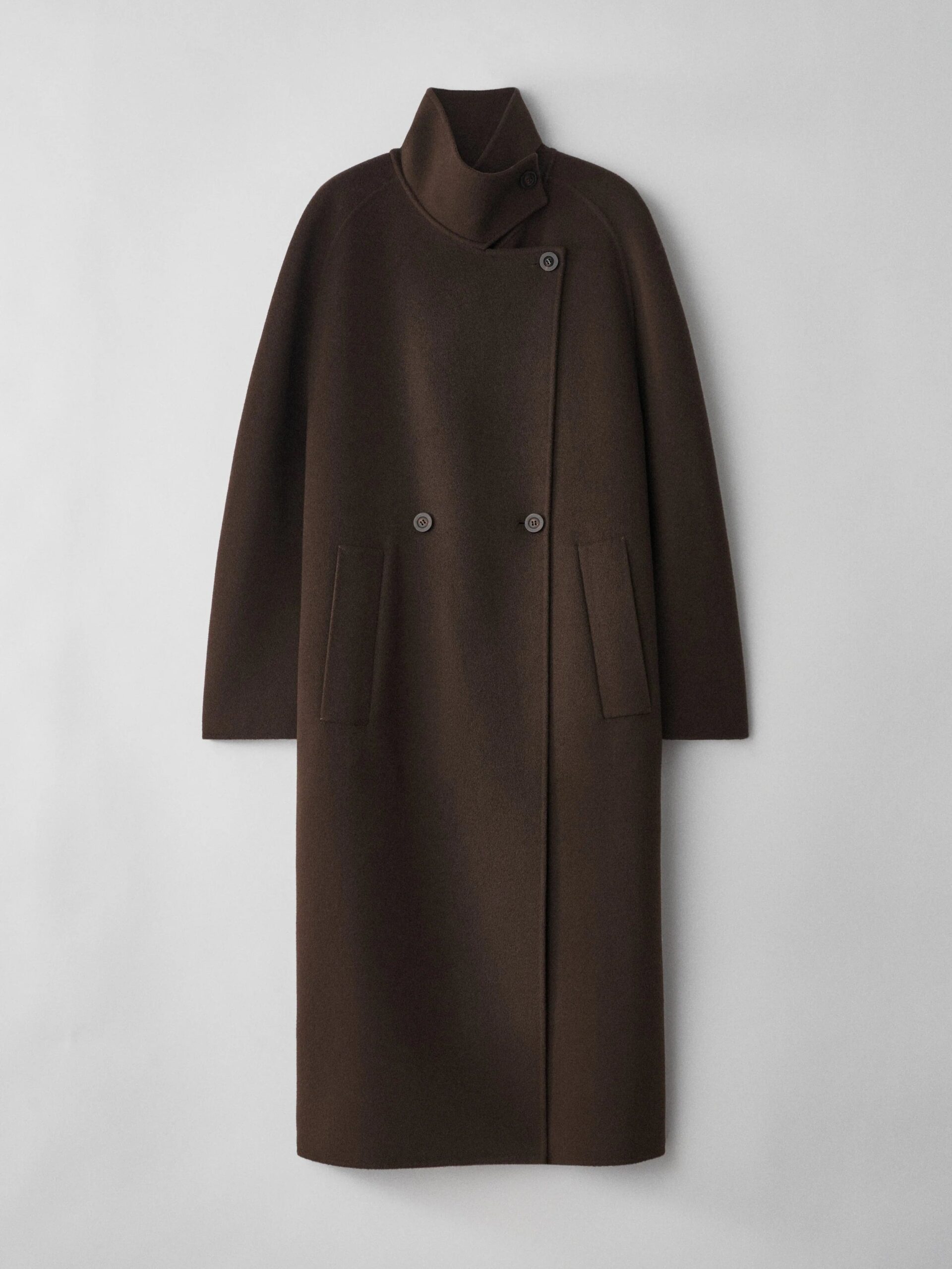 Double Button Coat In Dark Oak