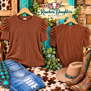 Beige Puff Short Sleeve Textured Top