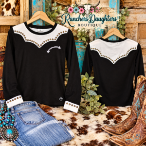 Studded Western Yoke Long Sleeve Top