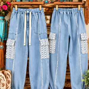 Boho Lace Denim Joggers