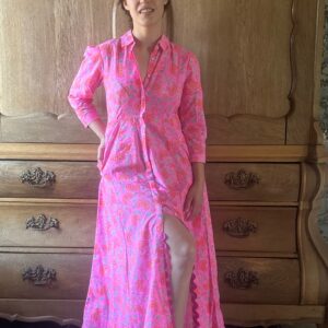 Floral Scalloped Cotton Shirt Dress
