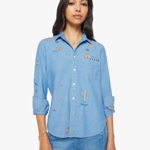 Foxy Boxy Shirt In Sky Blue