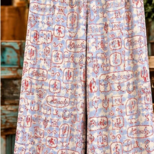 Fleece Crop Lounge Pant with Western Gingham Print