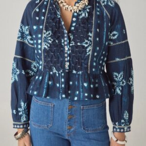Maison Hotel sora blouse in shibori ink