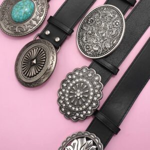 Western Oval Buckle Fashion Leather Belt 40bt655
